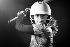 black and white softball portrait
