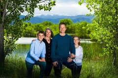 family portraits with mountain backgroung