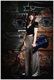 Graffiti background + Senior Portraits session with girl and bass guitar