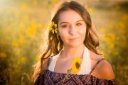 Senior Portrait in Erie sunflower field